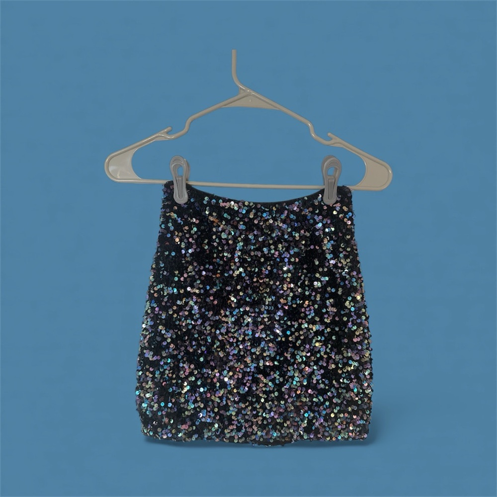 Lulu's Black Sequin Mini Skirt